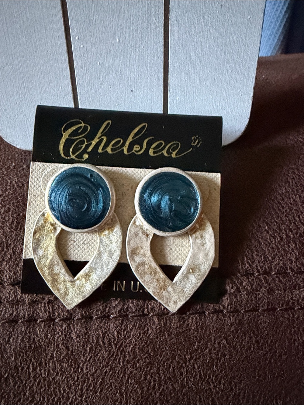 Teal and Gold Statement Drop Earrings